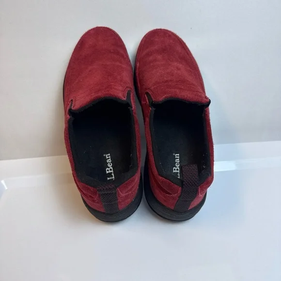LL Bean Women Red Suede Loafers  7.5 Winter Comfort Shoes Walking Casual Outdoor - Picture 12 of 14